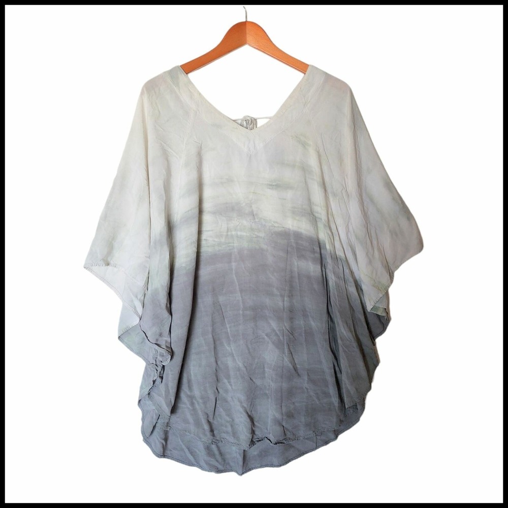 Michael Stars Los Angeles Green Tie Dye Poncho Kaftan Swim Cover Up One Size